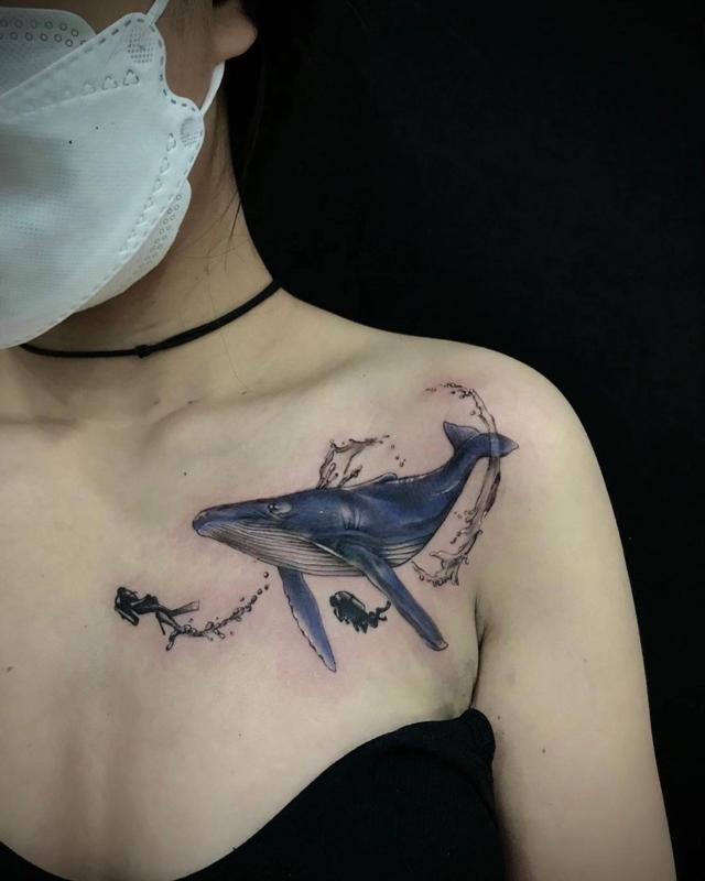 Whale And Ocean Tattoo 5