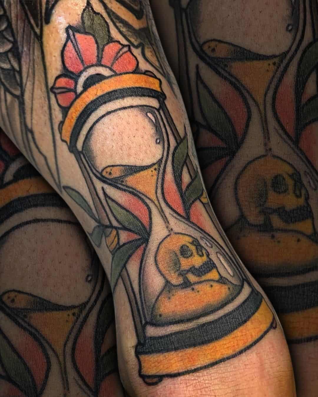 Skull and Hourglass Tattoo