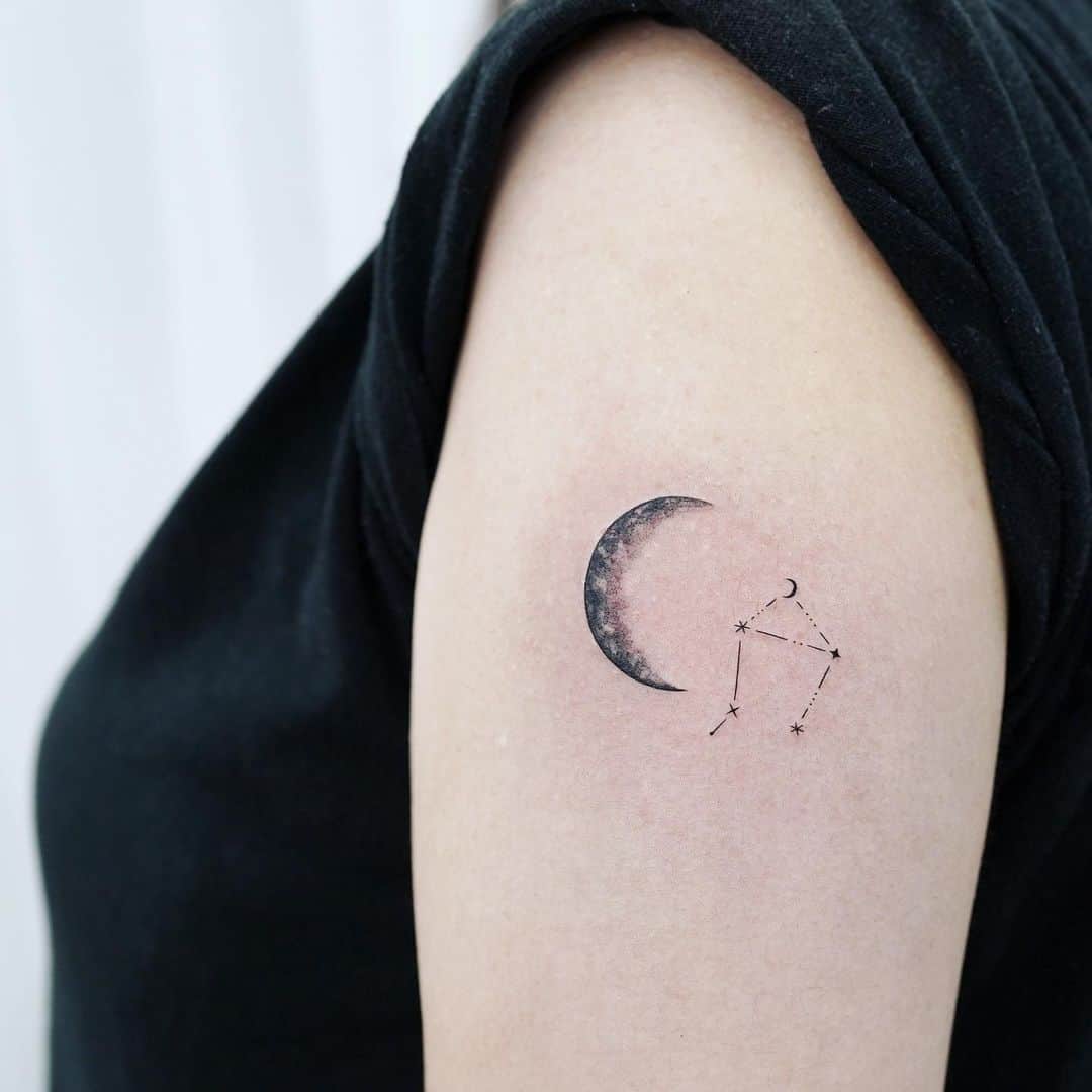 Constellation Crescent Moon Tattoo