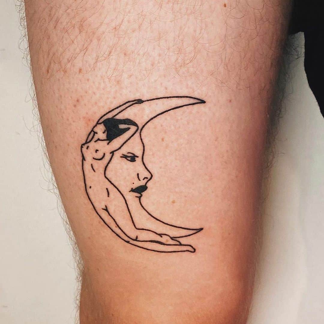 Crescent Moon and a Woman Tattoo