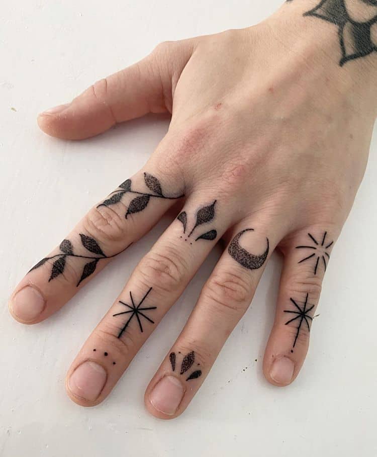 Semi-permanent Tattoo Tiny Sun and Moon Finger Tattoos - Etsy Israel